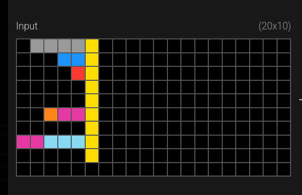 An input grid with the seed pattern in yellow.